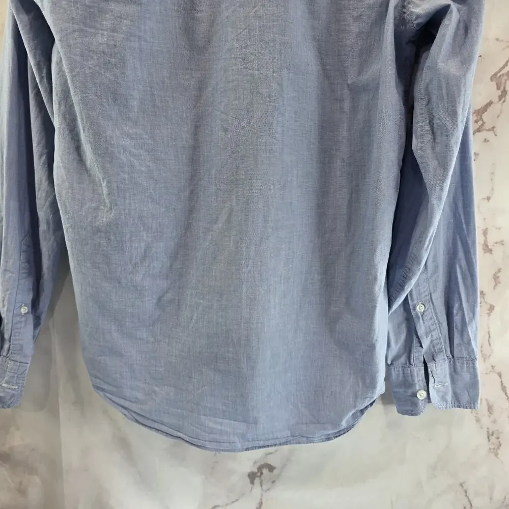J Crew Shirt Mens Small Blue Button Down Long Sleeve Slim Flex Washed
